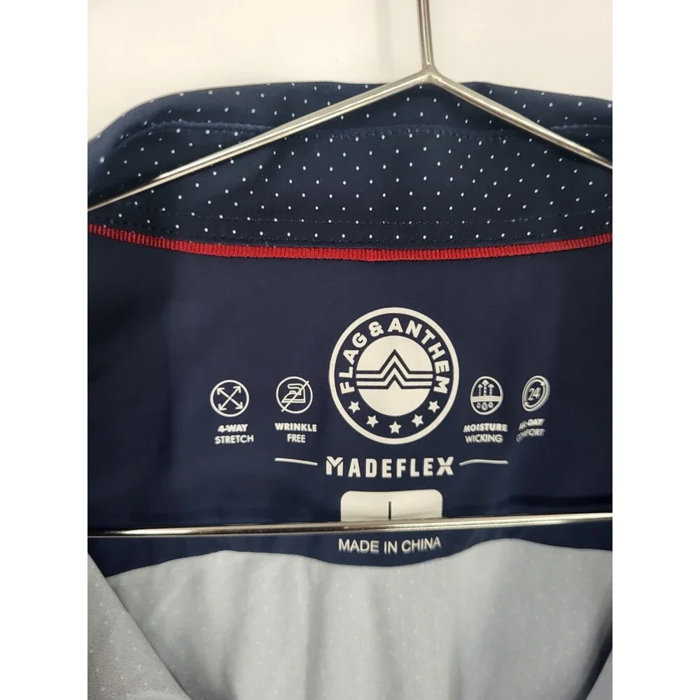 Flag & Anthem Men's Navy Large Short Sleeve Geometric Print Shirt NWOT - Picture 2 of 5